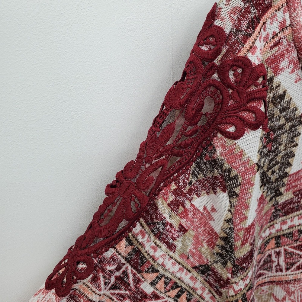 Absolutely‎ Famous Womens 3X Boho Aztec Print Top Pink Red Cowl Neck Plus Size - Picture 7 of 13